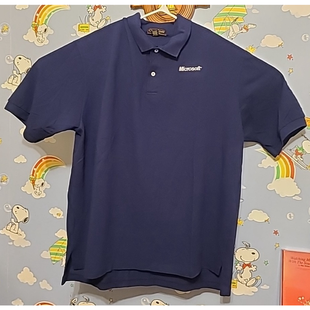 Vintage Microsoft Polo Size XL Navy Blue Cross Creek Made In USA Short Sleeve